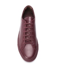 dunkelrote Leder niedrige Sneakers von Common Projects