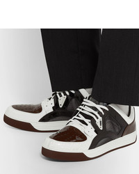 dunkelrote Leder niedrige Sneakers von Fendi