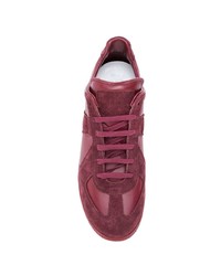 dunkelrote Leder niedrige Sneakers von Maison Margiela