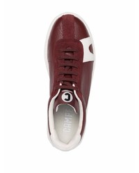 dunkelrote Leder niedrige Sneakers von Camper