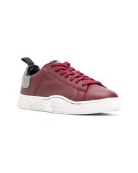 dunkelrote Leder niedrige Sneakers von Diesel