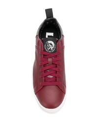 dunkelrote Leder niedrige Sneakers von Diesel