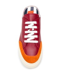 dunkelrote Leder niedrige Sneakers von Sunnei