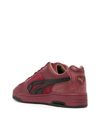 dunkelrote Leder niedrige Sneakers von Puma