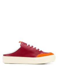 dunkelrote Leder niedrige Sneakers von Sunnei