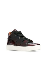 dunkelrote Leder niedrige Sneakers von Ermenegildo Zegna