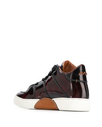 dunkelrote Leder niedrige Sneakers von Ermenegildo Zegna