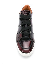 dunkelrote Leder niedrige Sneakers von Ermenegildo Zegna