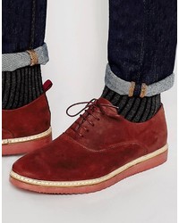 dunkelrote Leder Oxford Schuhe von Asos