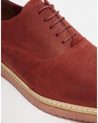 dunkelrote Leder Oxford Schuhe von Asos