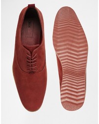 dunkelrote Leder Oxford Schuhe von Asos