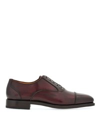 dunkelrote Leder Oxford Schuhe von Ferragamo
