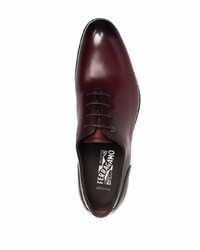 dunkelrote Leder Oxford Schuhe von Salvatore Ferragamo