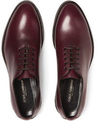 dunkelrote Leder Oxford Schuhe von Dolce & Gabbana