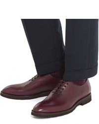 dunkelrote Leder Oxford Schuhe von Dolce & Gabbana