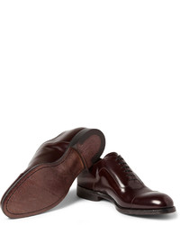 dunkelrote Leder Oxford Schuhe von Alexander McQueen