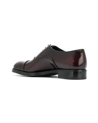 dunkelrote Leder Oxford Schuhe von Prada