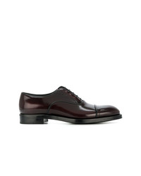 dunkelrote Leder Oxford Schuhe von Prada