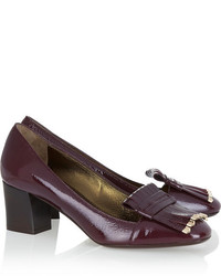 dunkelrote Leder Pumps von Lanvin