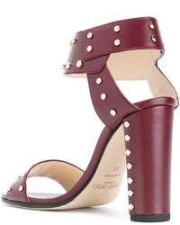 dunkelrote Leder Sandaletten von Jimmy Choo