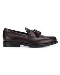 dunkelrote Leder Slipper mit Quasten von Tod's