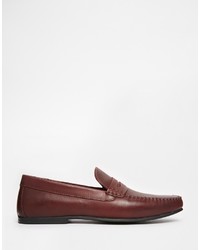 dunkelrote Leder Slipper von Asos