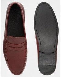 dunkelrote Leder Slipper von Asos