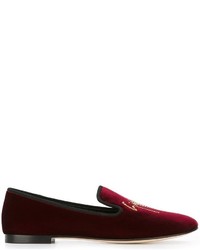 dunkelrote Leder Slipper von Giuseppe Zanotti Design