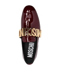 dunkelrote Leder Slipper von Moschino