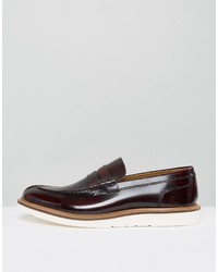 dunkelrote Leder Slipper von Base London