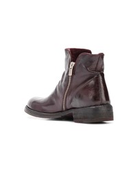 dunkelrote Leder Stiefeletten von Officine Creative