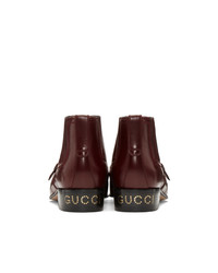 dunkelrote Leder Stiefeletten von Gucci