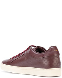 dunkelrote Leder Turnschuhe von Paul Smith