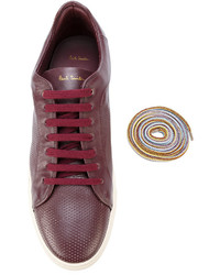 dunkelrote Leder Turnschuhe von Paul Smith