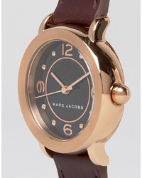 dunkelrote Leder Uhr von Marc Jacobs