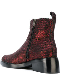 dunkelrote Lederstiefel von Ann Demeulemeester