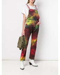 dunkelrote Mit Batikmuster Jeans Latzhose von MSGM