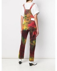 dunkelrote Mit Batikmuster Jeans Latzhose von MSGM