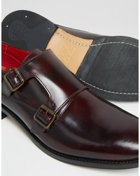 dunkelrote Monks aus Leder von Base London