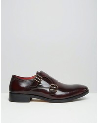 dunkelrote Monks aus Leder von Base London