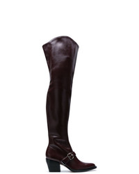 dunkelrote Overknee Stiefel aus Leder von Chloé