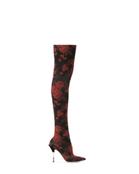 dunkelrote Overknee Stiefel aus Wildleder von Dolce & Gabbana