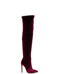 dunkelrote Overknee Stiefel aus Wildleder von Gianni Renzi