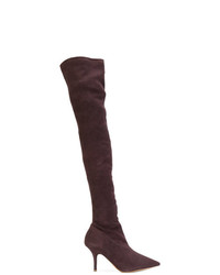 dunkelrote Overknee Stiefel aus Wildleder von Yeezy