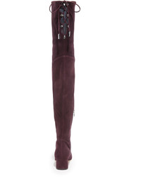 dunkelrote Overknee Stiefel aus Wildleder von Sigerson Morrison
