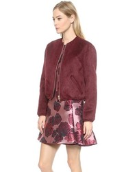 dunkelrote Pelzjacke von Giambattista Valli