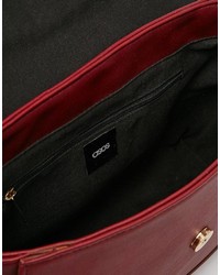 dunkelrote Satchel-Tasche aus Leder von Asos