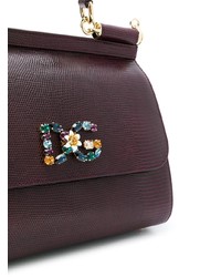 dunkelrote Satchel-Tasche aus Leder von Dolce & Gabbana