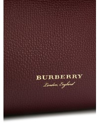dunkelrote Satchel-Tasche aus Leder von Burberry