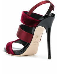 dunkelrote Satin Sandaletten von Giuseppe Zanotti Design